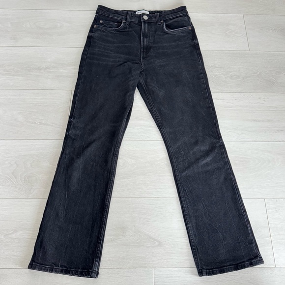 Zara Denim - Zara High Waisted Black Denim Jeans Straight Leg Size 6